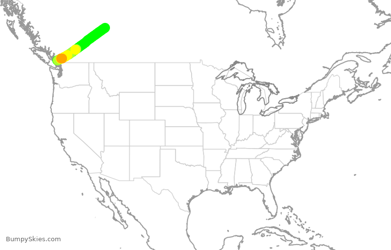 Turbulence forecast map for WJA8939, YEG to YVR