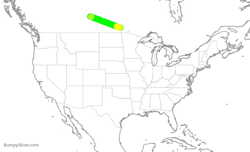 Turbulence forecast map for WJA8975, YXE to YWG
