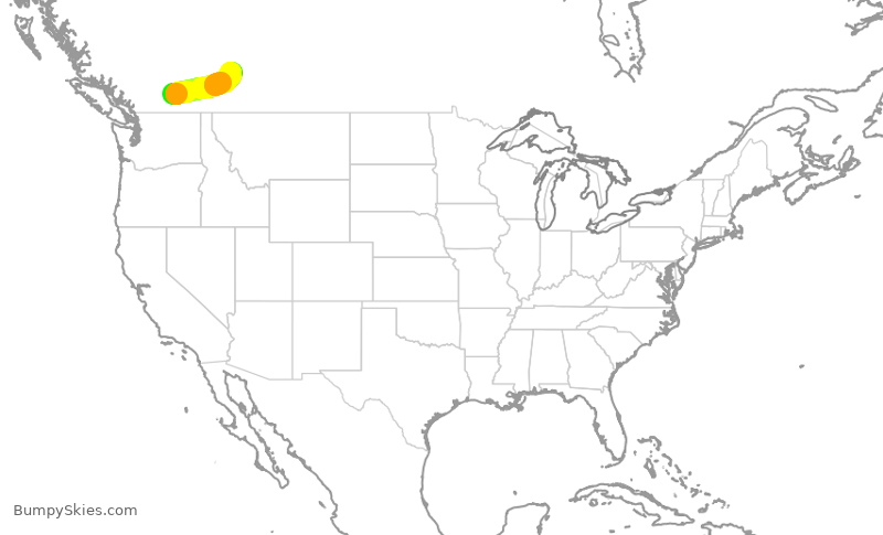 Turbulence forecast map for WJA8990, YLW to YYC