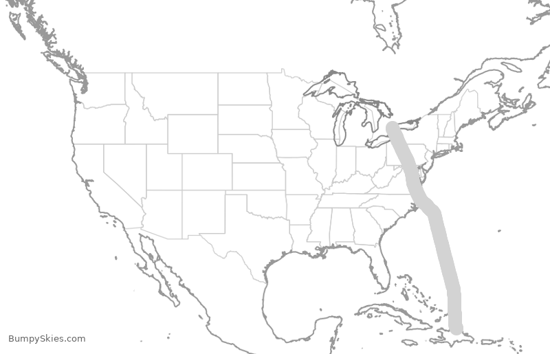 Turbulence forecast map for WJA9441, YYZ to DPP