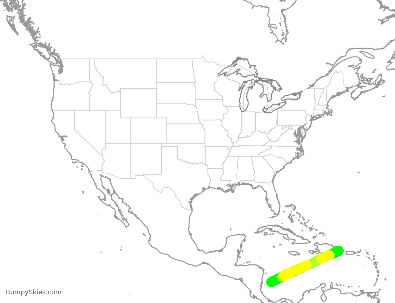 Turbulence forecast map for WJA9499, DPC to KSP
