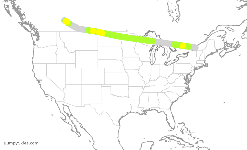 Turbulence forecast map for WJA9523, YHU to YYC
