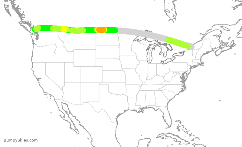 Turbulence forecast map for WJA9547, YHU to YVR