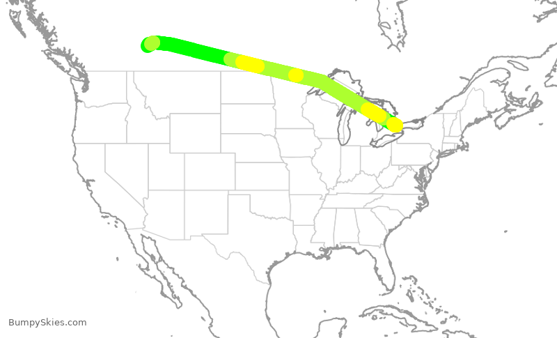 Turbulence forecast map for WJA961, YYZ to YYC