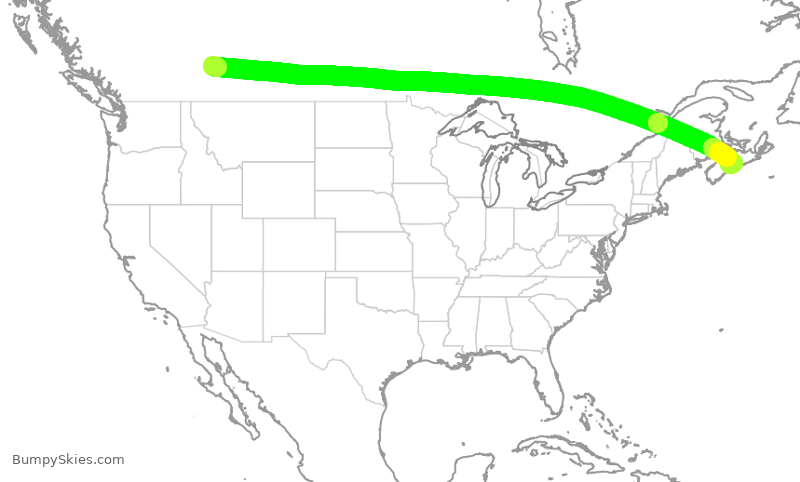 Turbulence forecast map for WJA980, YYC to YHZ