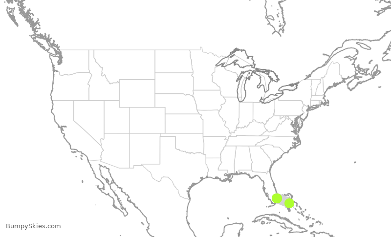 Turbulence forecast map for WST102, NAS to FLL
