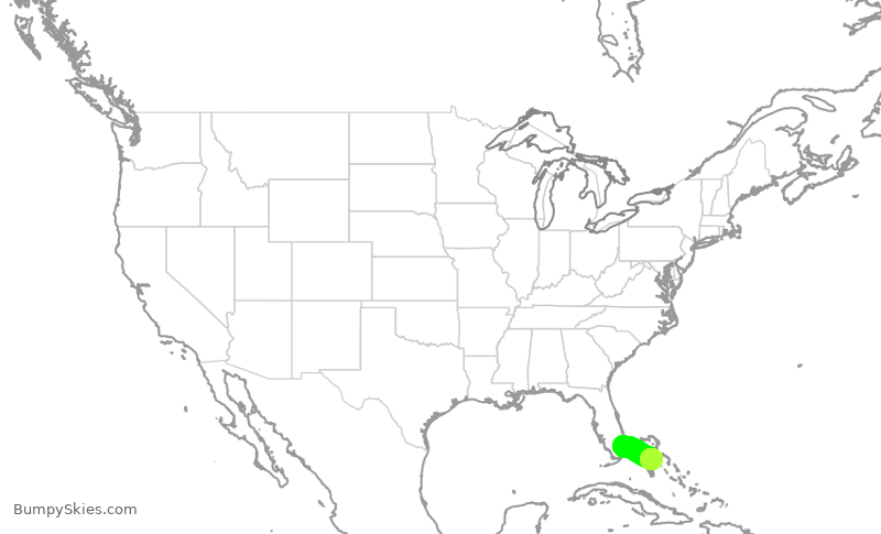 Turbulence forecast map for WST103, FLL to NAS