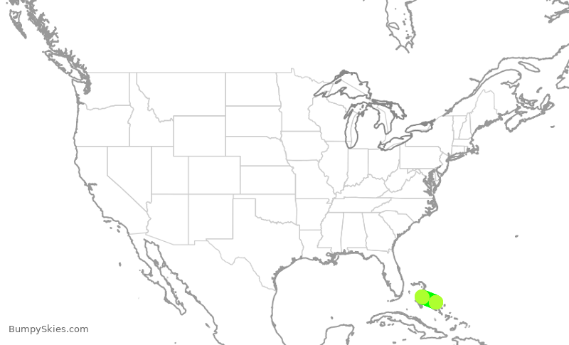 Turbulence forecast map for WST402, NAS to TBI
