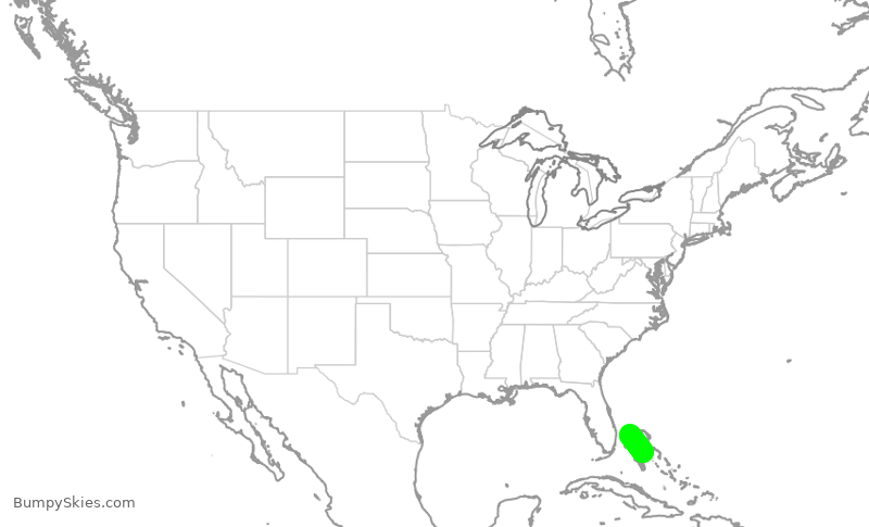 Turbulence forecast map for WST701, NAS to FPO