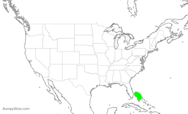 Turbulence forecast map for WST703, FPO to NAS