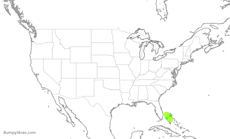 Turbulence forecast map for WST707, NAS to FPO