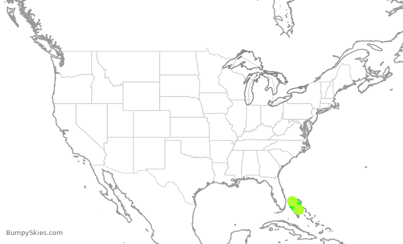 Turbulence forecast map for WST708, FPO to NAS