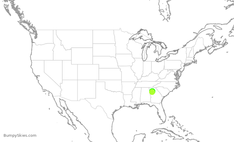 Turbulence forecast map for WUP102, ATL to PDK