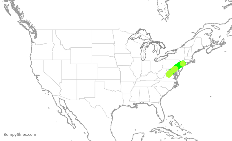 Turbulence forecast map for WUP102, HPN to CHO