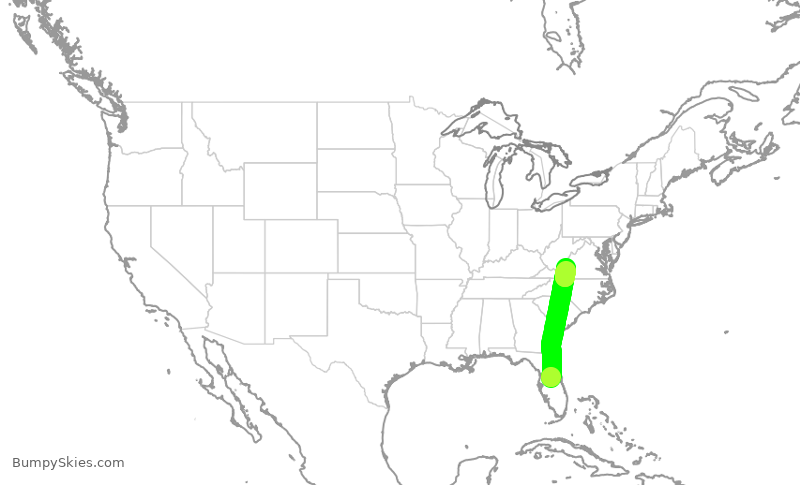 Turbulence forecast map for WUP102, ISM to ROA
