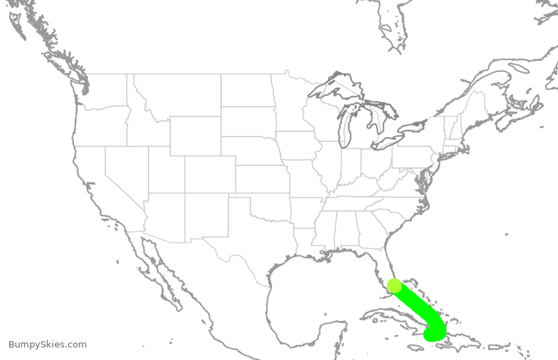 Turbulence forecast map for WUP102, NBW to FLL
