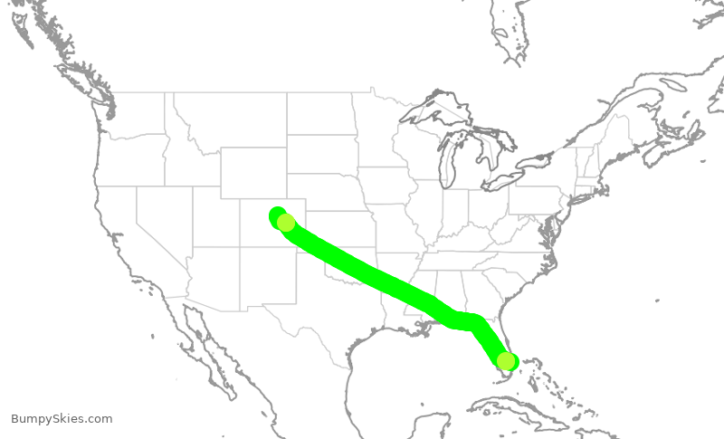 Turbulence forecast map for WUP214, BCT to APA