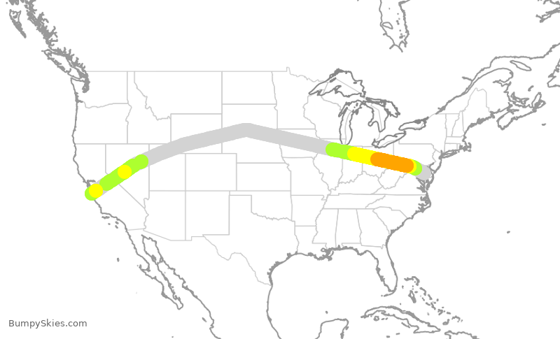 Turbulence forecast map for WUP214, ESN to MRY