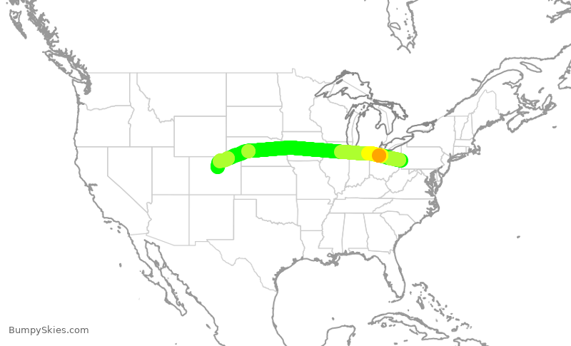 Turbulence forecast map for WUP214, PIT to BJC