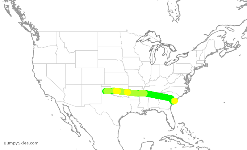 Turbulence forecast map for WUP650, AMA to KJZI
