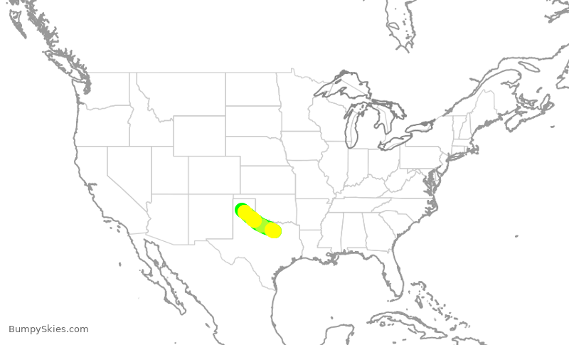 Turbulence forecast map for WUP650, FTW to AMA