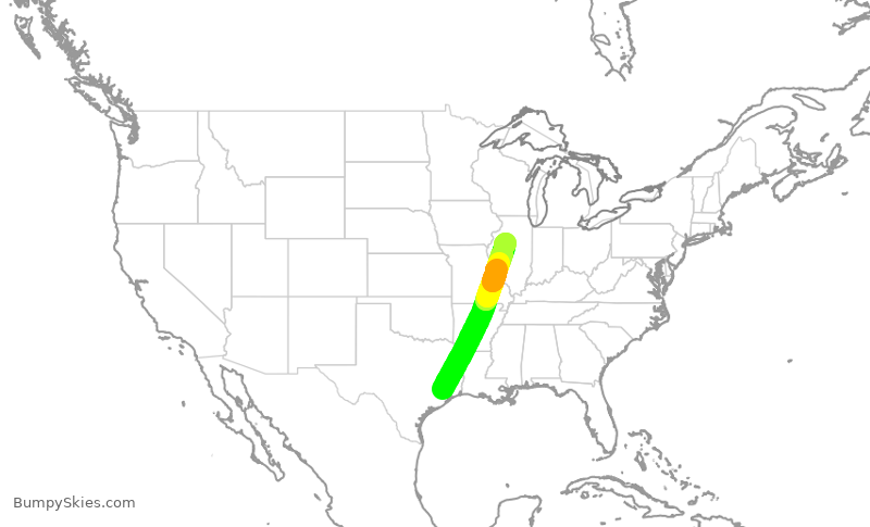 Turbulence forecast map for WUP650, IAH to PIA