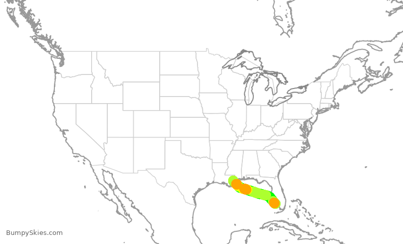 Turbulence forecast map for WUP650, NEW to APF