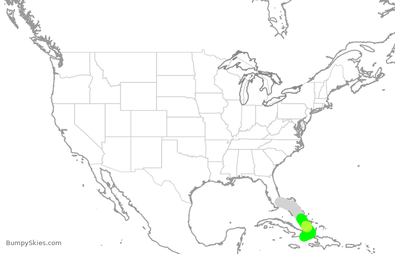Turbulence forecast map for WUP651, FLL to NBW