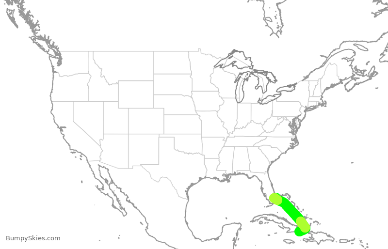 Turbulence forecast map for WUP651, NBW to FLL