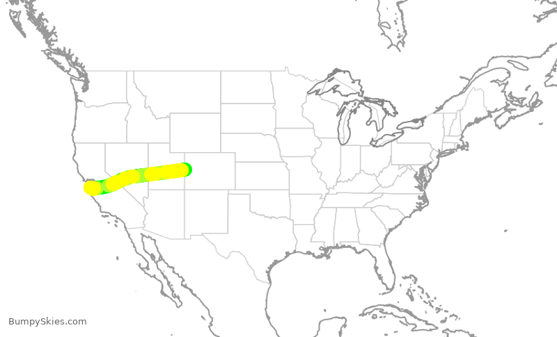 Turbulence forecast map for WUP652, GJT to SJC