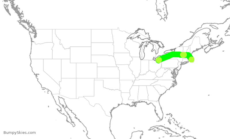 Turbulence forecast map for WUP652, HYA to CGF
