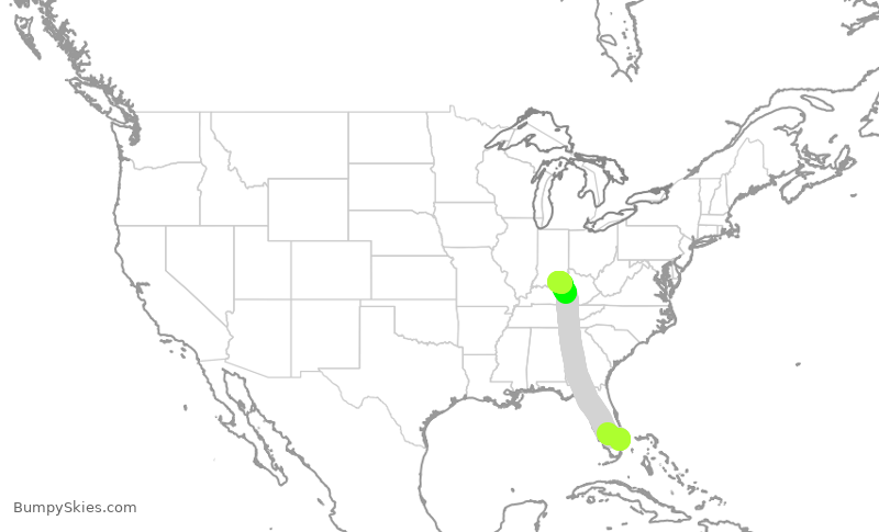 Turbulence forecast map for WUP653, BCT to SDF