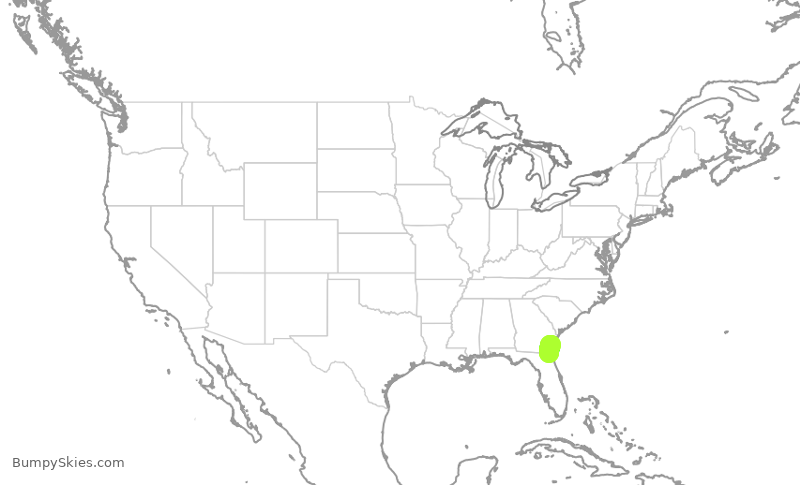 Turbulence forecast map for WUP653, BQK to JAX