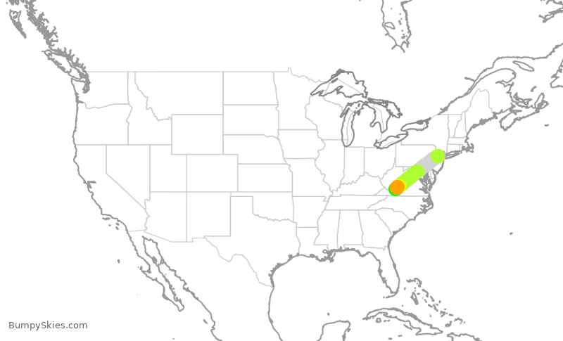 Turbulence forecast map for WUP653, MMU to KBCB