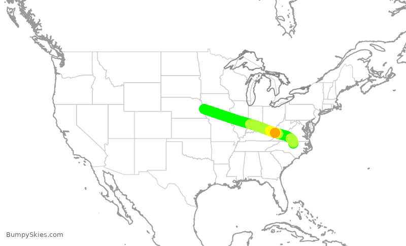 Turbulence forecast map for WUP654, OMA to RDU