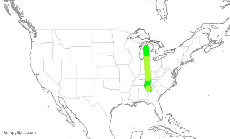 Turbulence forecast map for WUP657, TVC to PDK