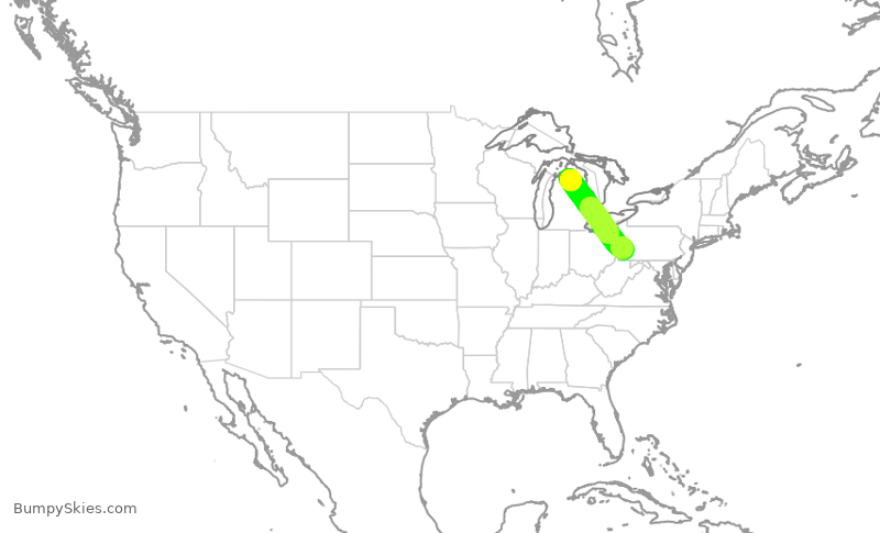 Turbulence forecast map for WUP658, GLR to AGC