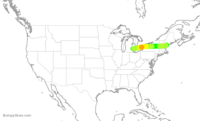 Turbulence forecast map for WUP658, PTK to PWM