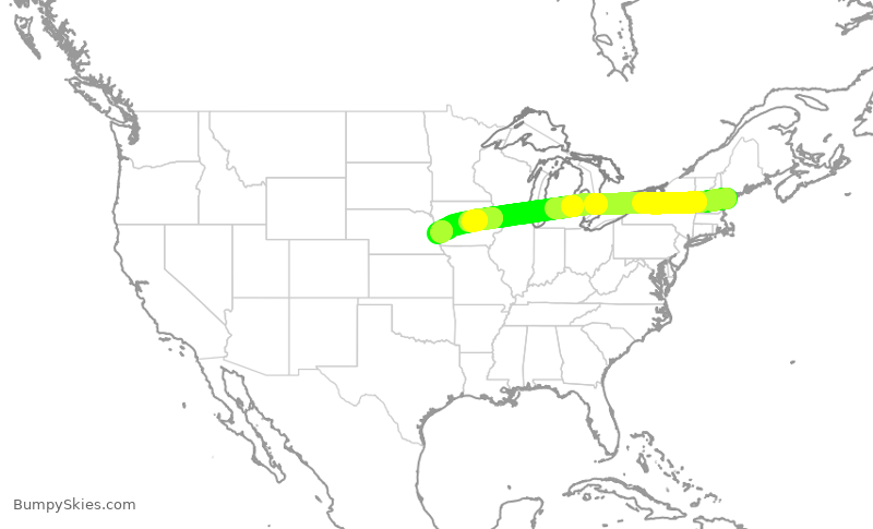 Turbulence forecast map for WUP658, PWM to OMA