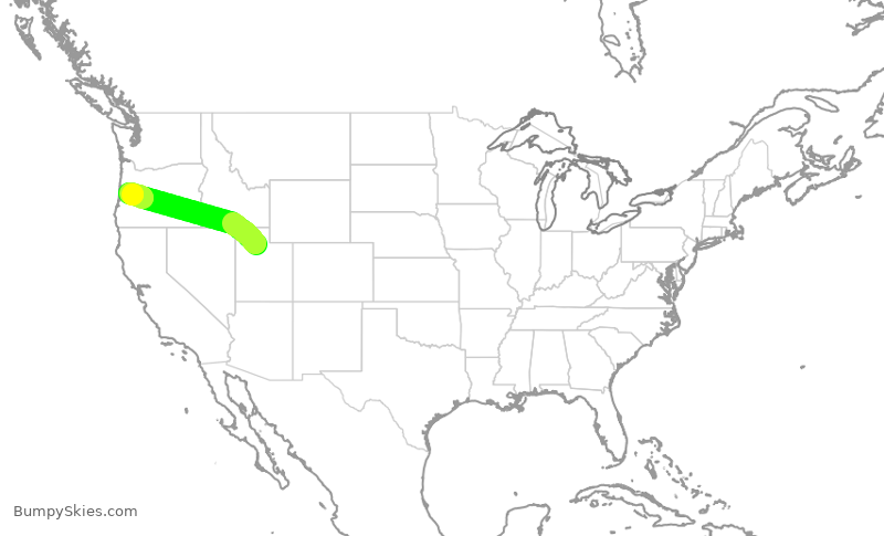 Turbulence forecast map for WUP661, SLC to EUG
