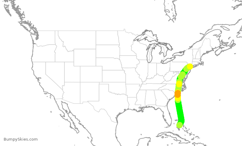 Turbulence forecast map for WUP661, NAS to TEB