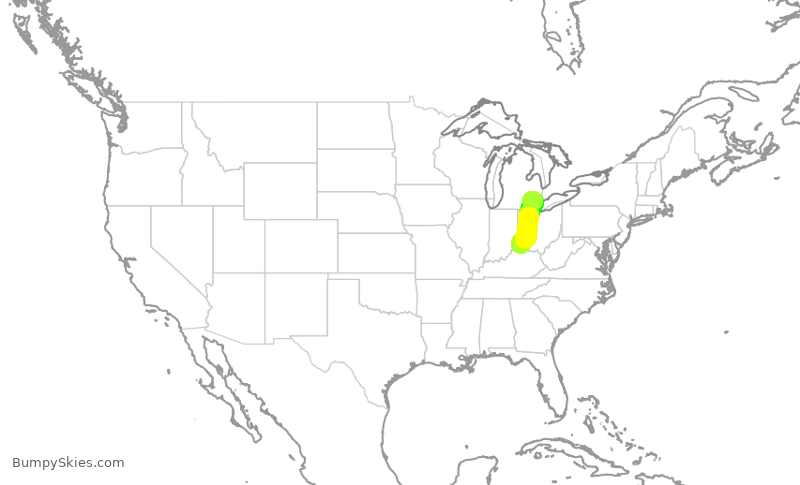 Turbulence forecast map for WUP662, DTW to LUK