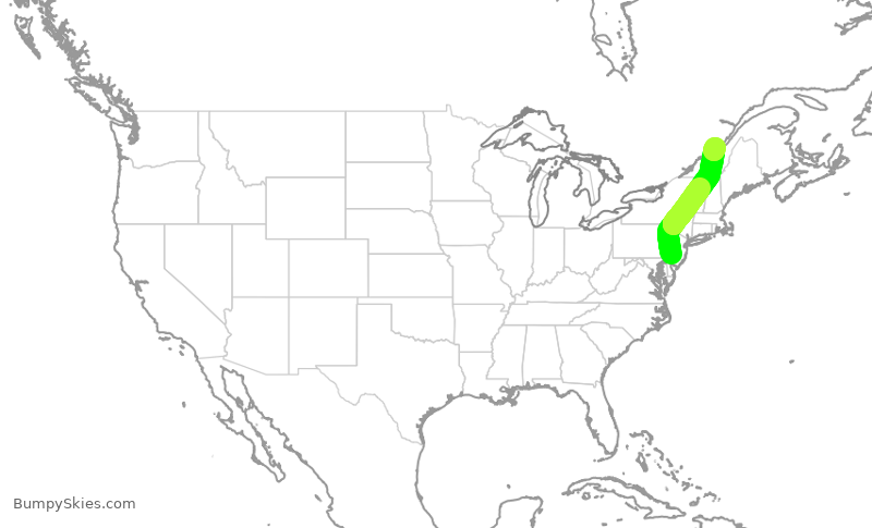Turbulence forecast map for WUP662, PHL to YQB