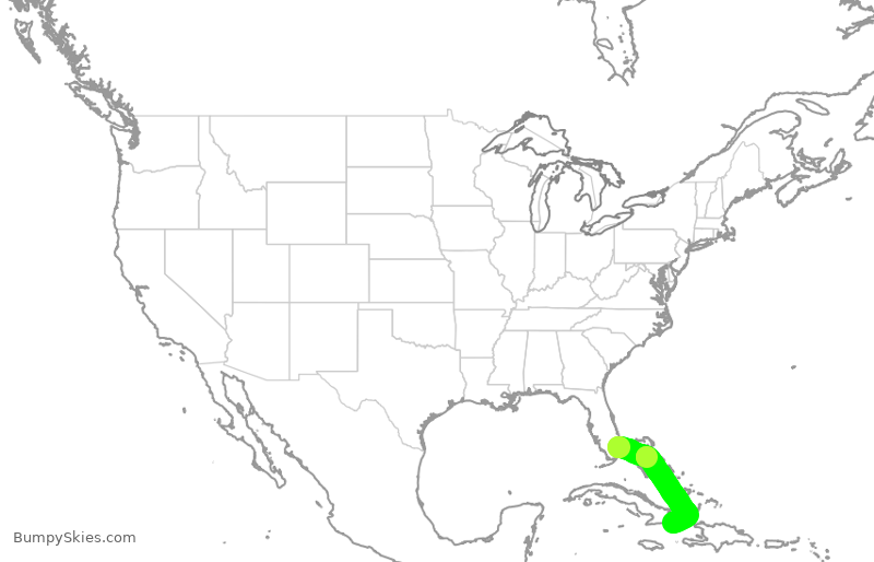 Turbulence forecast map for WUP667, FLL to UGM