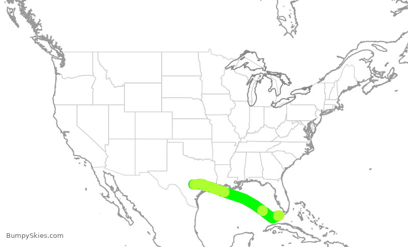 Turbulence forecast map for WUP668, EYW to KBAZ