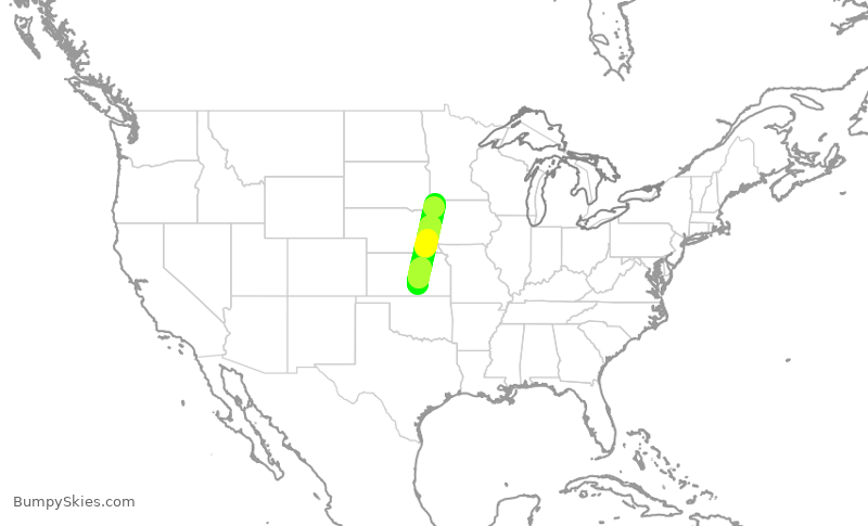 Turbulence forecast map for WUP668, ICT to SHL