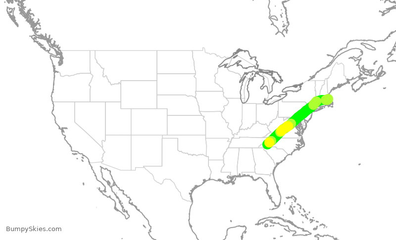 Turbulence forecast map for WUP669, BOS to AVL