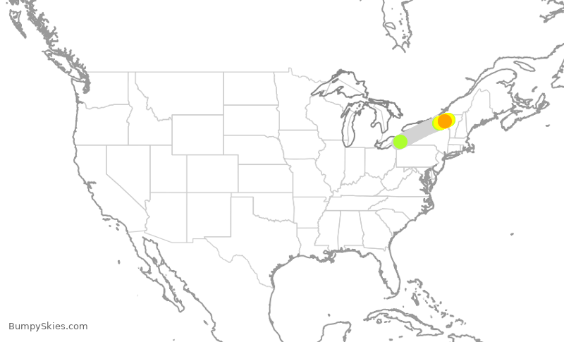 Turbulence forecast map for WUP669, ERI to BTV