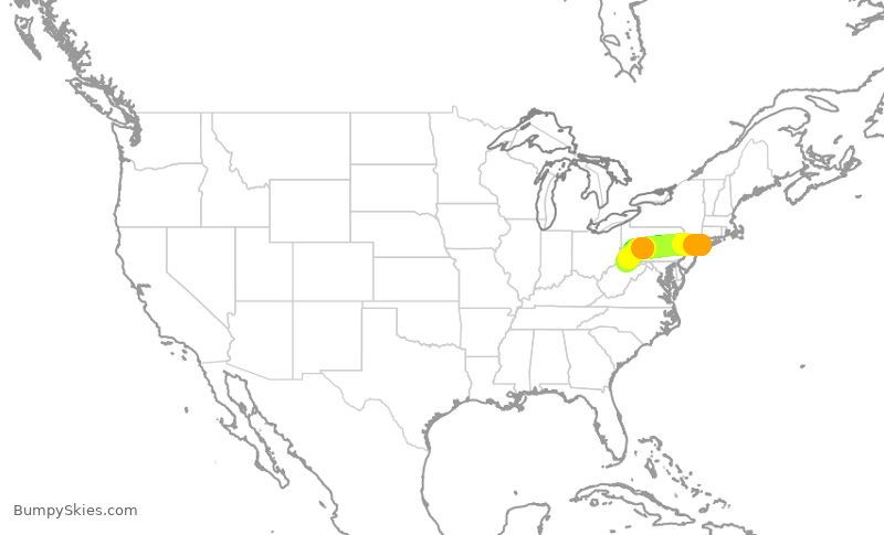 Turbulence forecast map for WUP684, FRG to MGW