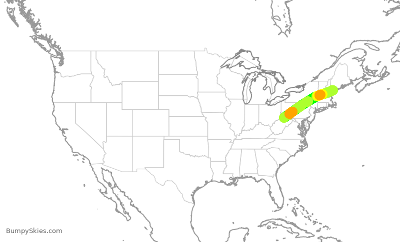 Turbulence forecast map for WUP684, MGW to PWM
